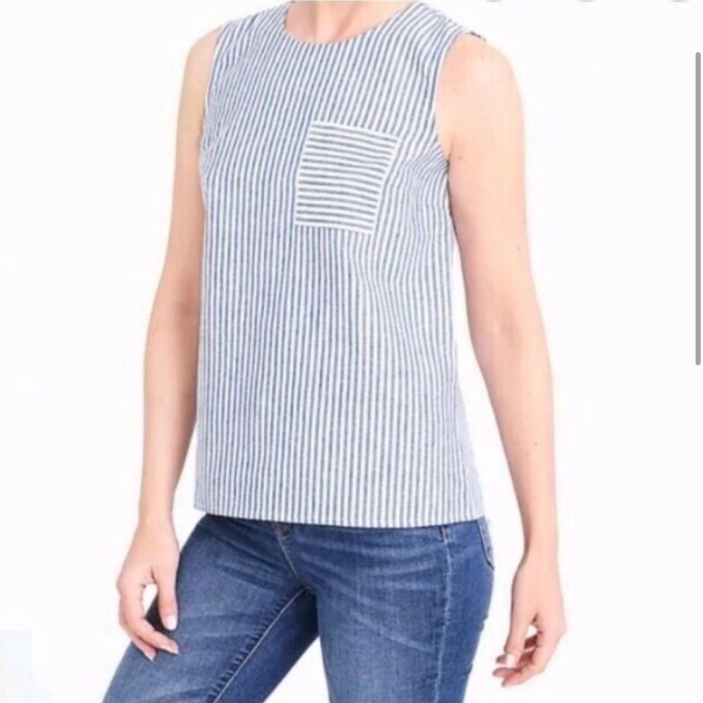 J. Crew Blue and White Striped Blouse